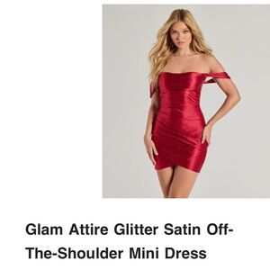 Windsor Red Glitter Off-Shoulder Mini Dress NWT